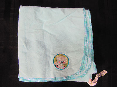  Fisher Price Precious Planet Aqua Blue Flannel Baby Blanket Circles Polar Bear