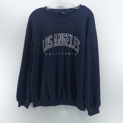 shein sweater women's size blue los angeles logo fleece - Main Image