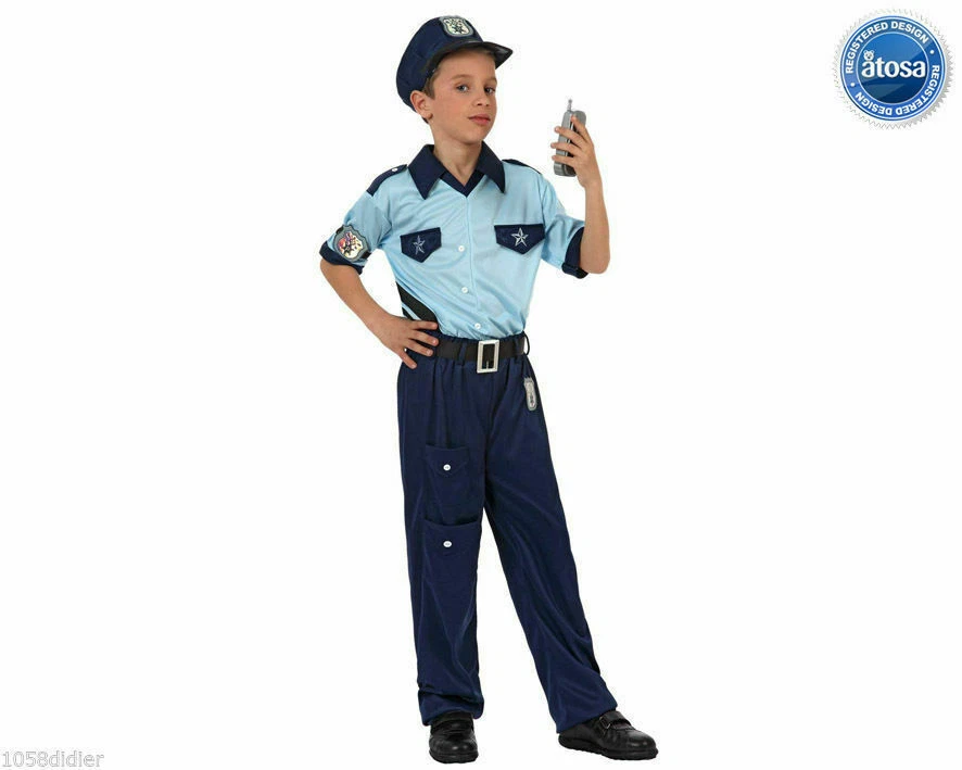 COSTUME CARNEVALE POLIZIOTTO VESTITO BAMBINO CARABINIERE TAGLIA 5-6 ANNI  ATOSA