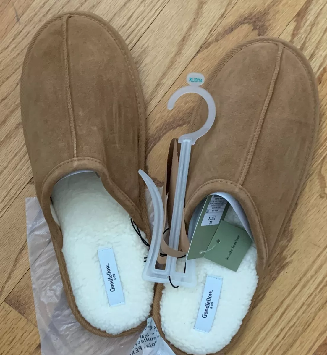 Goodfellow Co Men s Alex Scuff Slide Leather Slippers Dark