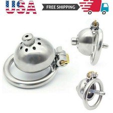 Stainless Steel Male Chastity Device Belt Super Small Cage short Ring Lock A269