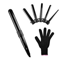 5 in 1 Curling Iron Set 5 Interchangeable Ceramic Barrels Heat Protective Glove