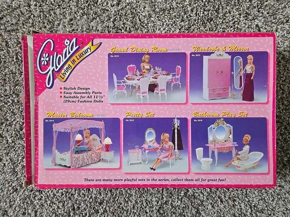 GLORIA DOLL HOUSE LIVING LUXURY FURNITURE LIVING ROOM PLAYSET 11.5 INCH