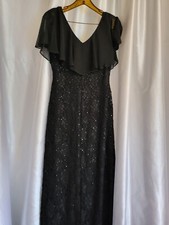connected apparel dress  4P sleeveless black lace ruffle sparkle formal/evening