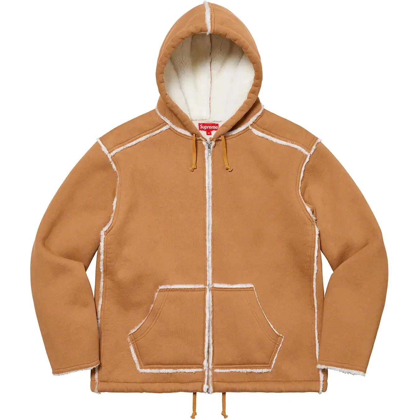 Veste à capuche Supreme Faux Shearling marron taille M Medium HOMME 2021 authentique