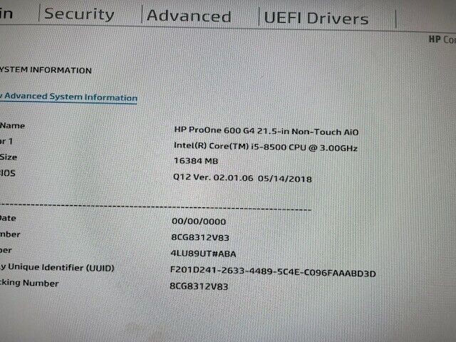 HP Proone 600 G4 No Touch AIO I5-8500 3.0Ghz 16GB 1TB DVDRW HP Proone 600 G4 No Touch AIO I5-8500 3.0Ghz 16GB 1TB DVDRW