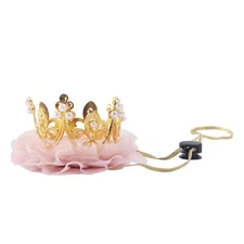 Gold/Silver Crown Pet Headband Pink Tulle Crown Tiara for Dog or Cat Costume