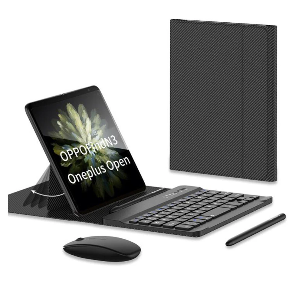 For OPPO Find N3 N2 OnePlus Open Bluetooth Keyboard Leather Case w/ pen+mouse - Image 4 of 4