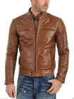 Men's Real Lambskin Tan Brown Leather Motorcycle Jacket Slim fit Biker Jacket