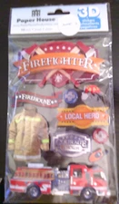 NEW Paper house 3D dimensional FIREFIGHTER FIREMAN TRUCK Scrapbooking stickers