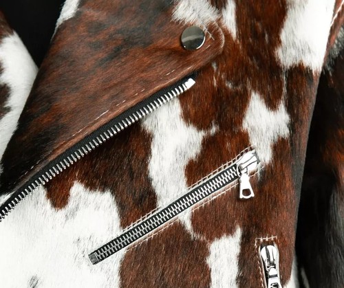 Genuine Cowhide Leather Jacket for Women | Natural Hair-On Cow Skin Fashion Coat - Picture 2 of 5