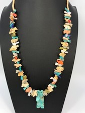 Vnt ZUNI TURQUOISE BEAR FETISH NECKLACE 70 Spirit Animals Stones - DELIGHTFUL