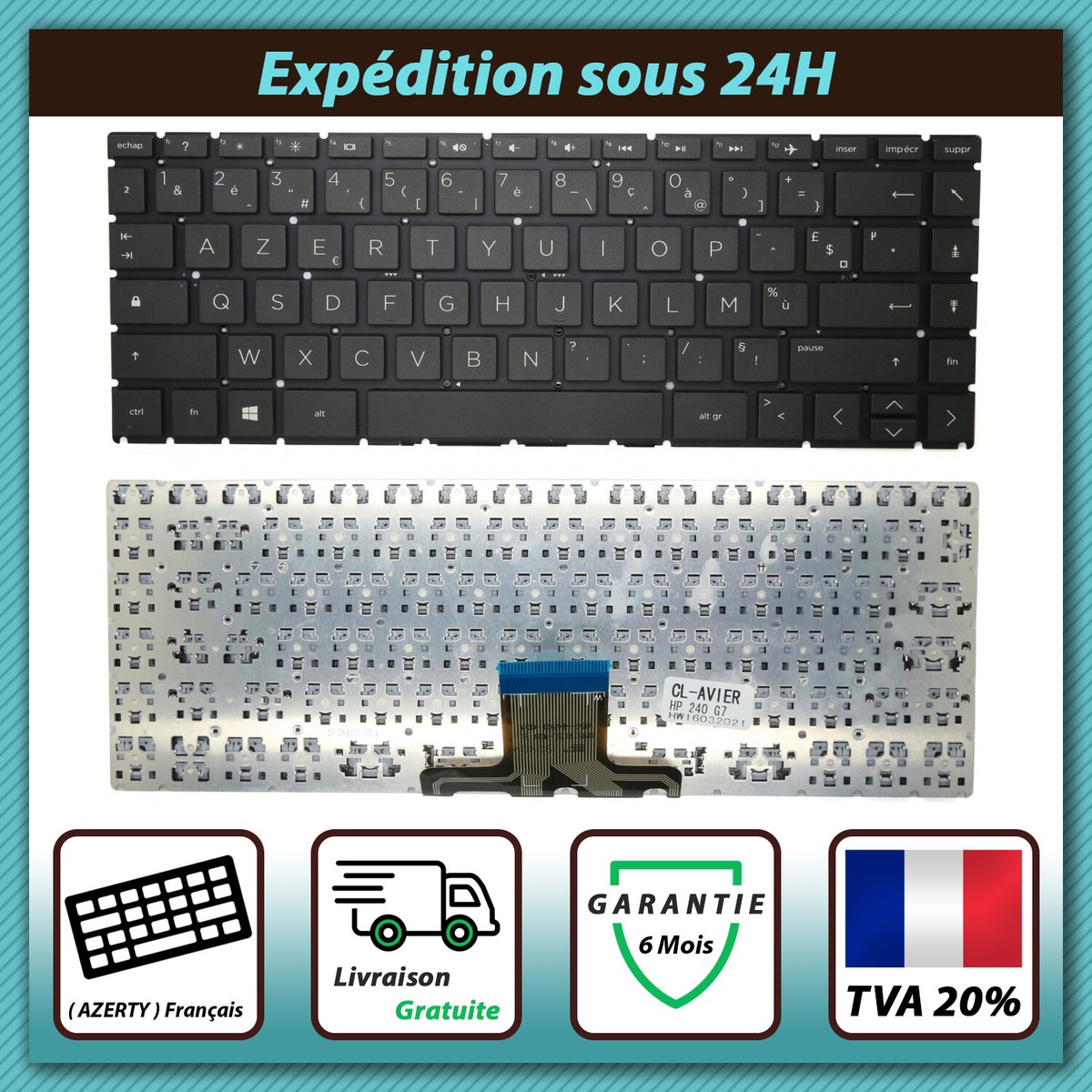 Rétroéclairé AZERTY Français Clavier pour HP Pavilion 15-P 15-P000 17-F