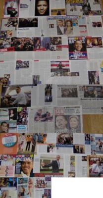 90+ Barack Obama FULL PAGED magazine CLIPPINGS photos articles lot