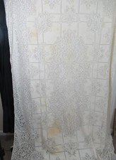 Vintage Quaker Lace Rectangle Tablecloth 66x103 Ivory Shabby Cottagecore