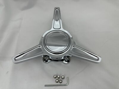 Chrome Aluminum American Racing Tri-Bar Spinner Center Cap – 1 Piece Knockoff Style