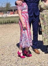 wedding guest dress and matching shoes. Size 6 petite