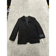 Dockers Boys Black Pinstripe Suit Jacket Blazer Size 6 Regular S4687U-HT-I NWT