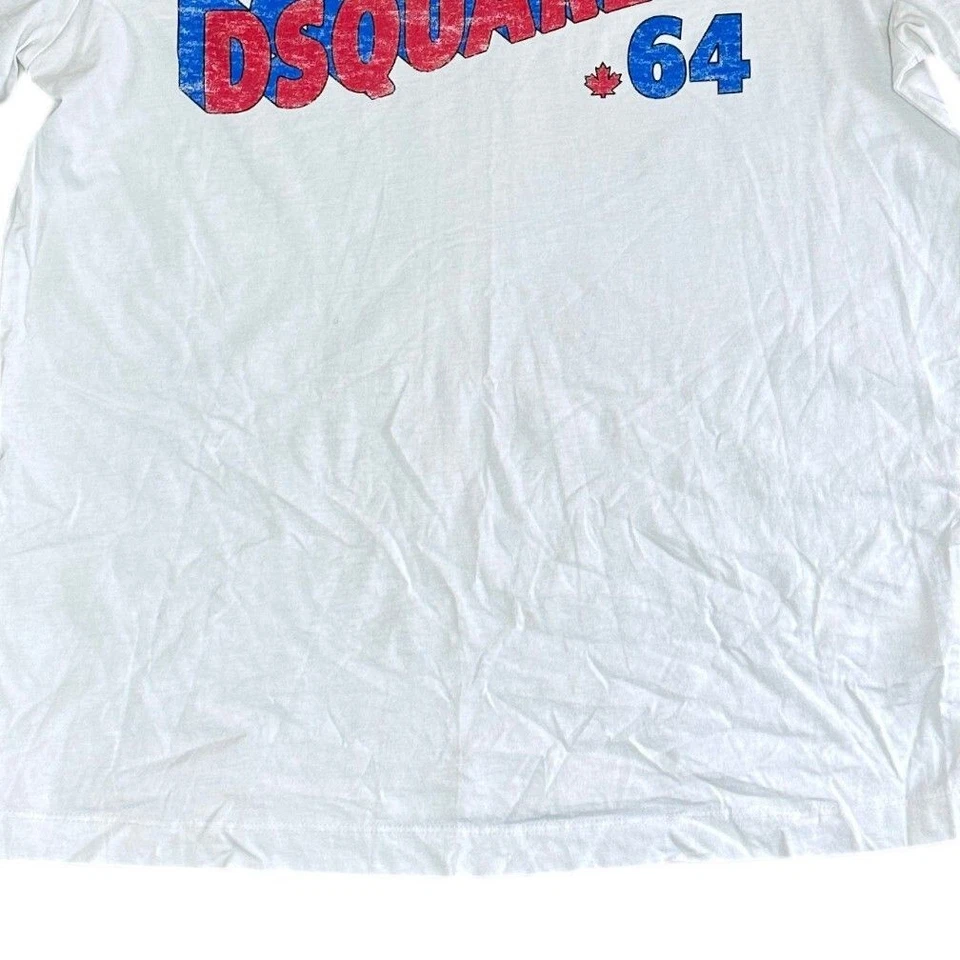 Dsquared2 T-Shirt Graphic Print Short Sleeve Y2K White Mens Medium - Image 4 of 4