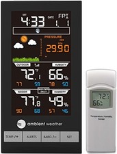 Ambient Weather WS-2801A Advanced Wireless Color Forecast Station w/Temperatu...