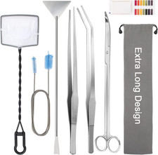 Extra Long Aquarium Aquascaping Tools Kit 8 in 1, Stainless Steel Aquarium Plan