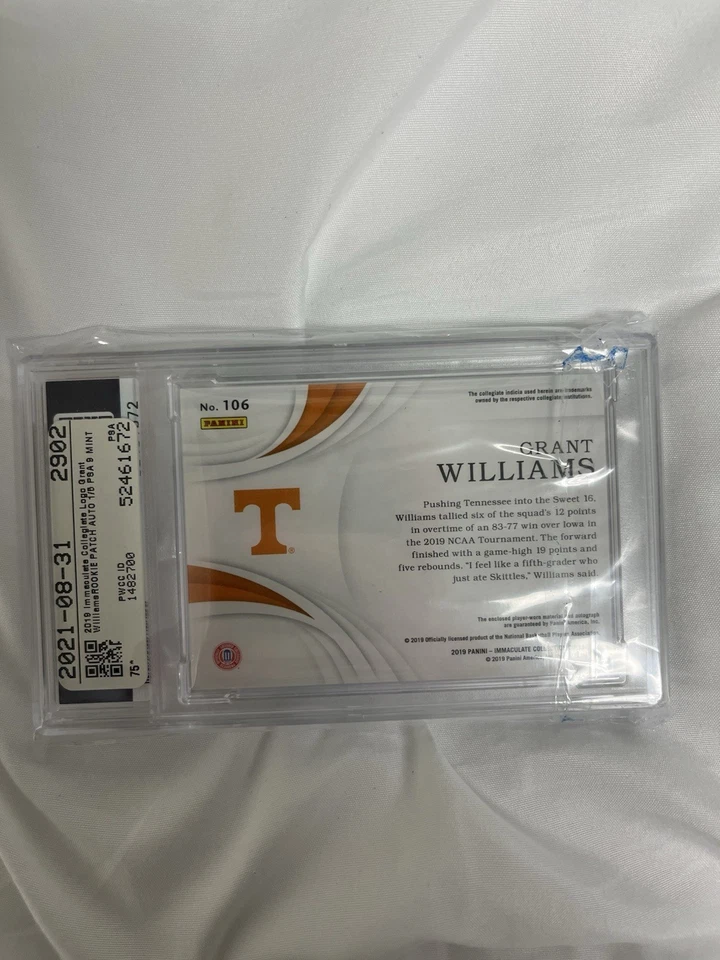 2019-20 Grant Williams Rookie Laundry Tag Auto /5 PSA 9 - Image 2 of 2