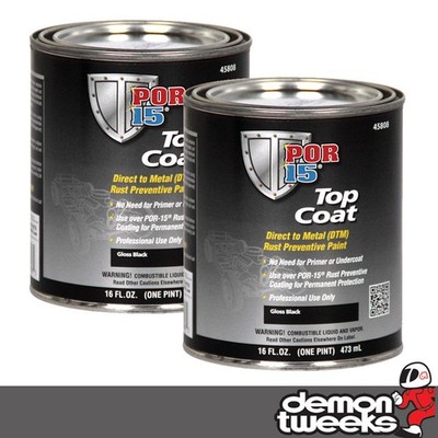 2 x POR15 Decklackfarbe für rostbehandeltes Metall, glänzend schwarz - 2 x 473ml