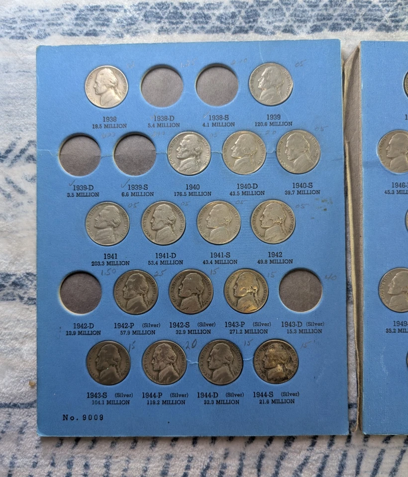 Whitman Coin Album, Jefferson Nickels 1938 - 1961, 55 Coins, Silver War Nickels - Image 3 of 4