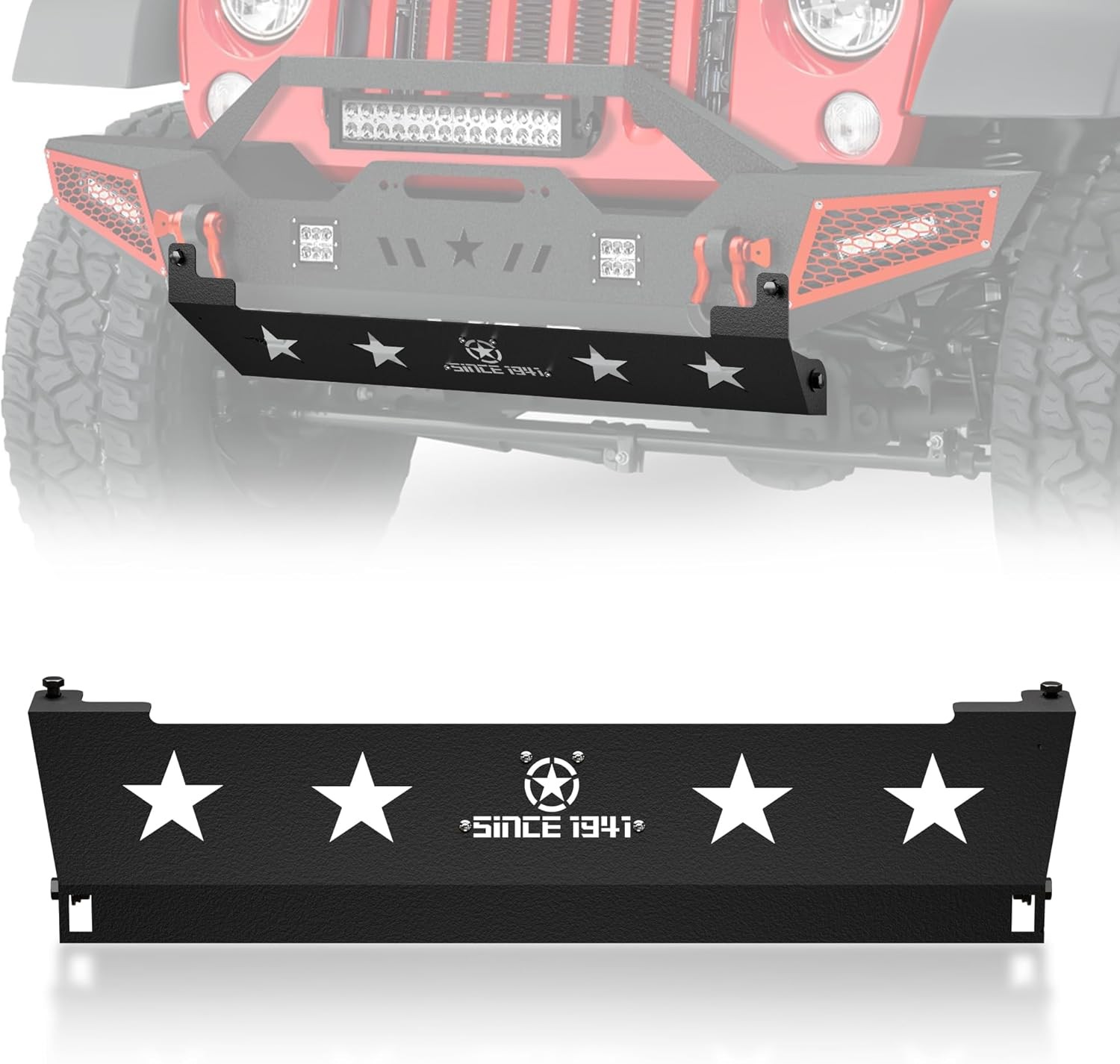 JK Front Skid Plate Steel Bumper Cover Compatible with Jeep Wrangler JK 2007-...