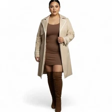 ESPRIT Vintage Beige Trench Coat with Belt Size Small