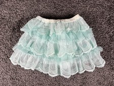 Matilda Jane Tutu Skirt Girls Sz 6 Peppermint Patty Aqua Teal Lace Lined Layered
