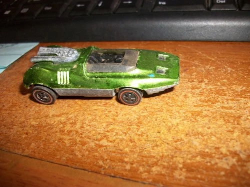 1969 Hot Wheels Redline Peeping Bomb Green USA Base Original Mattel