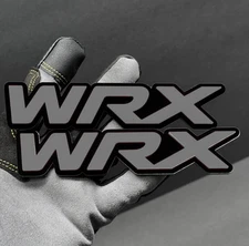 (2PC) GRAY "WRX" JDM Emblems 3D Acrylic Fender/Grill/Tailgate Badges Racing