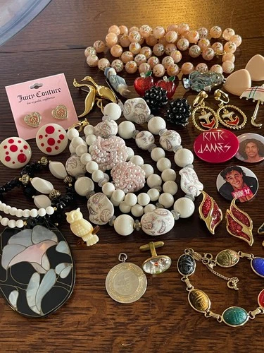 Lot Vintage Costume Jewelry Necklaces Earrings Broochs Bracelet Pins
