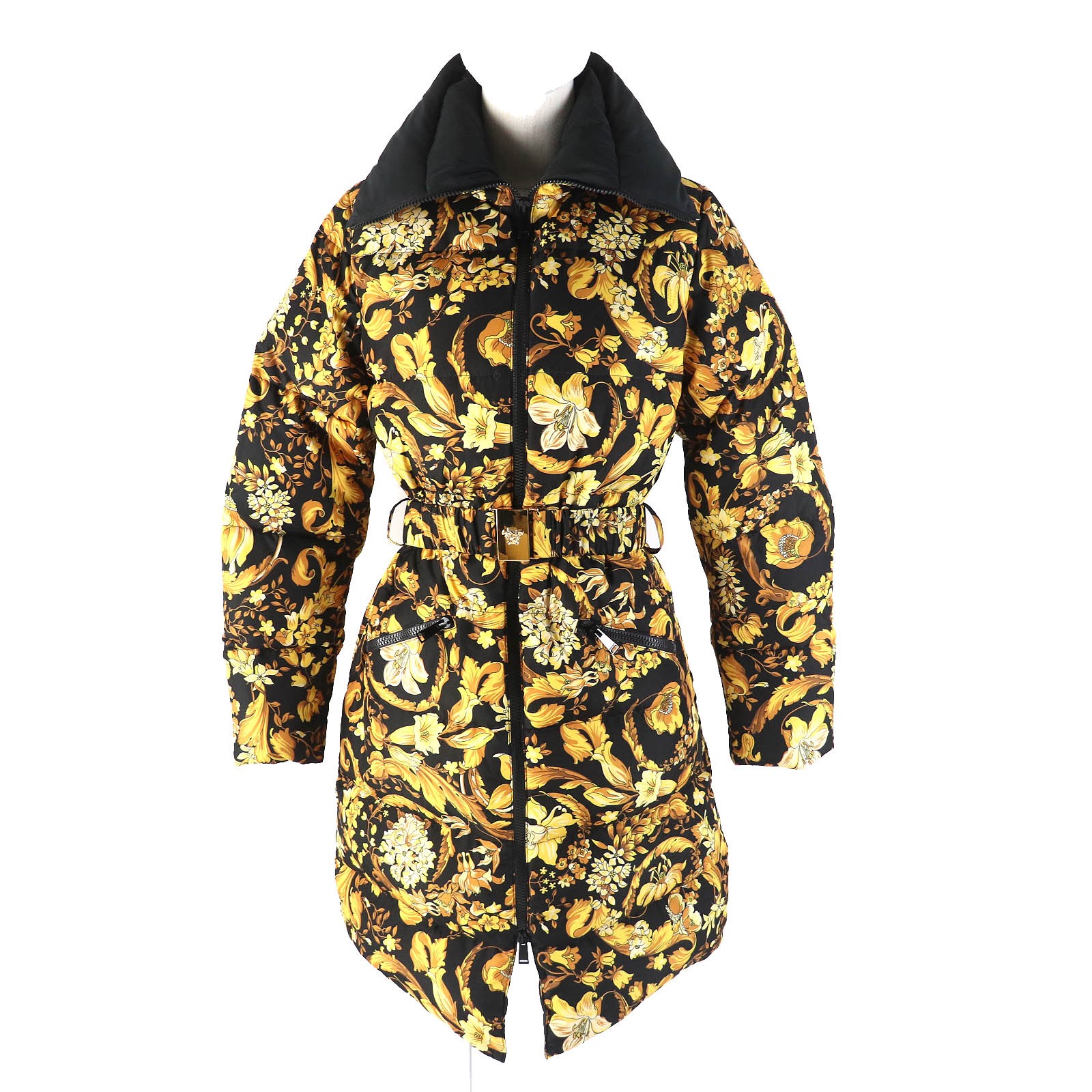 Excellent VERSACE down coat Baroque Pattern  Blac… - image 1