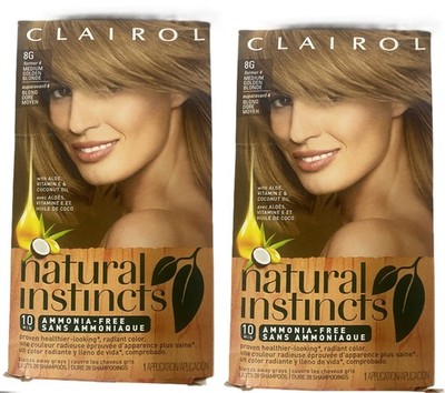 (Pack-2) CLAIROL Natural Instncts Ammonia Free Hair Color 8G MEDIUM GOLDEN BLOND