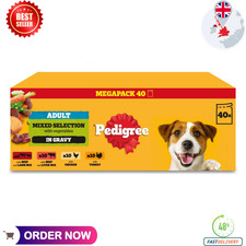 PEDIGREE - Adult Wet Dog Food Pouches - 40 x 100 g Mixed Selection in Gravy 3.75 per kilo