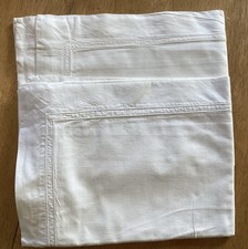 Vintage Pair Linen Oxford Pillowcases 22x33 White Corded Trim