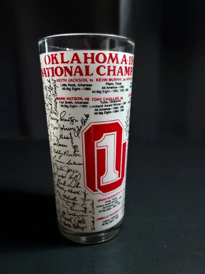 Oklahoma Sooners 1985 Campeones Nacionales ¡vidrio coleccionable con firmas de equipo! Foto 3 de 3