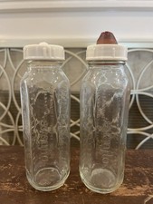 SET OF 2 Vintage Evenflo GLASS Baby Bottles 8oz