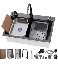 Kitchen Sink, Single Bowl Stainless Steel Sink Multifunction 29.5 * 17.7 inch...