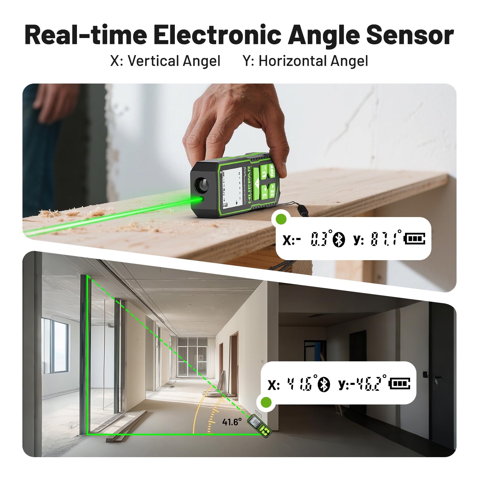 Professional Green Laser Measuring Tool 196ft, Digital Rechargeable Laser Dis...