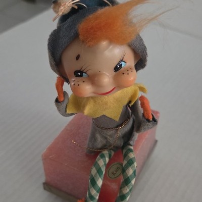 Vintage Pixie Elf Knee Hugger Shelf Sitter 1960s Christmas Decor