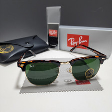 Ray-Ban RB3016 Clubmaster Brown Tortoise Frame Glass Green Lens 51mm