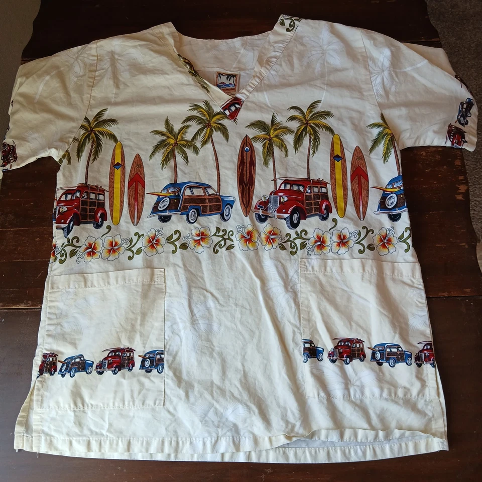 Camisa Hawaiana Togs Para Hombre M Amarillo Pálido Gráfico Algodón De Colección Puntada Única Foto 3 de 4