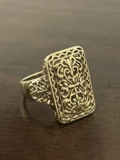 Sterling Silver Modern Floral Filigree Rectangle Ring Size 8.75