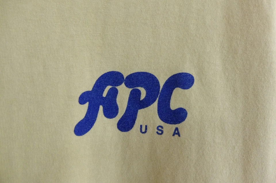 Mens APC yellow T-shirt S/M crew neck cotton Made in USA - Image 3 of 4
