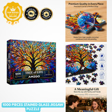 1000 Piece Jigsaw Puzzle Tree of Life Stained Glass Art Challenging Adult Game