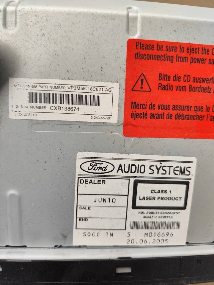 Sony CDX-FS214 CD MP3 Autoradio Ford Focus S-Max Fiesta Galaxy 4M5T-18C815-BE - Bild 3 von 4