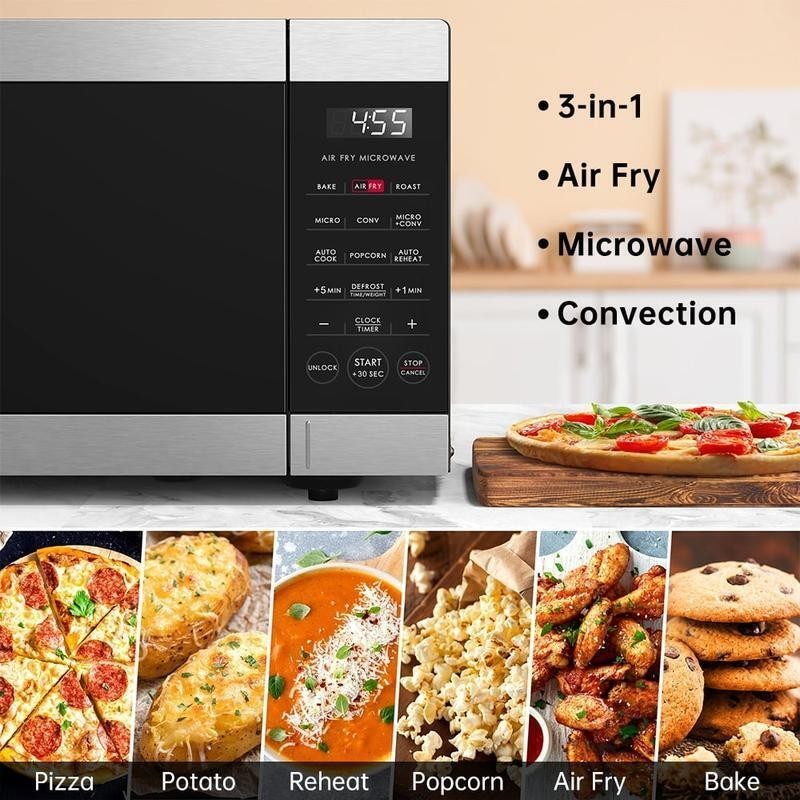3-in-1 Air Fryer Microwave Convection Oven 900W Countertop Culinary Versatility